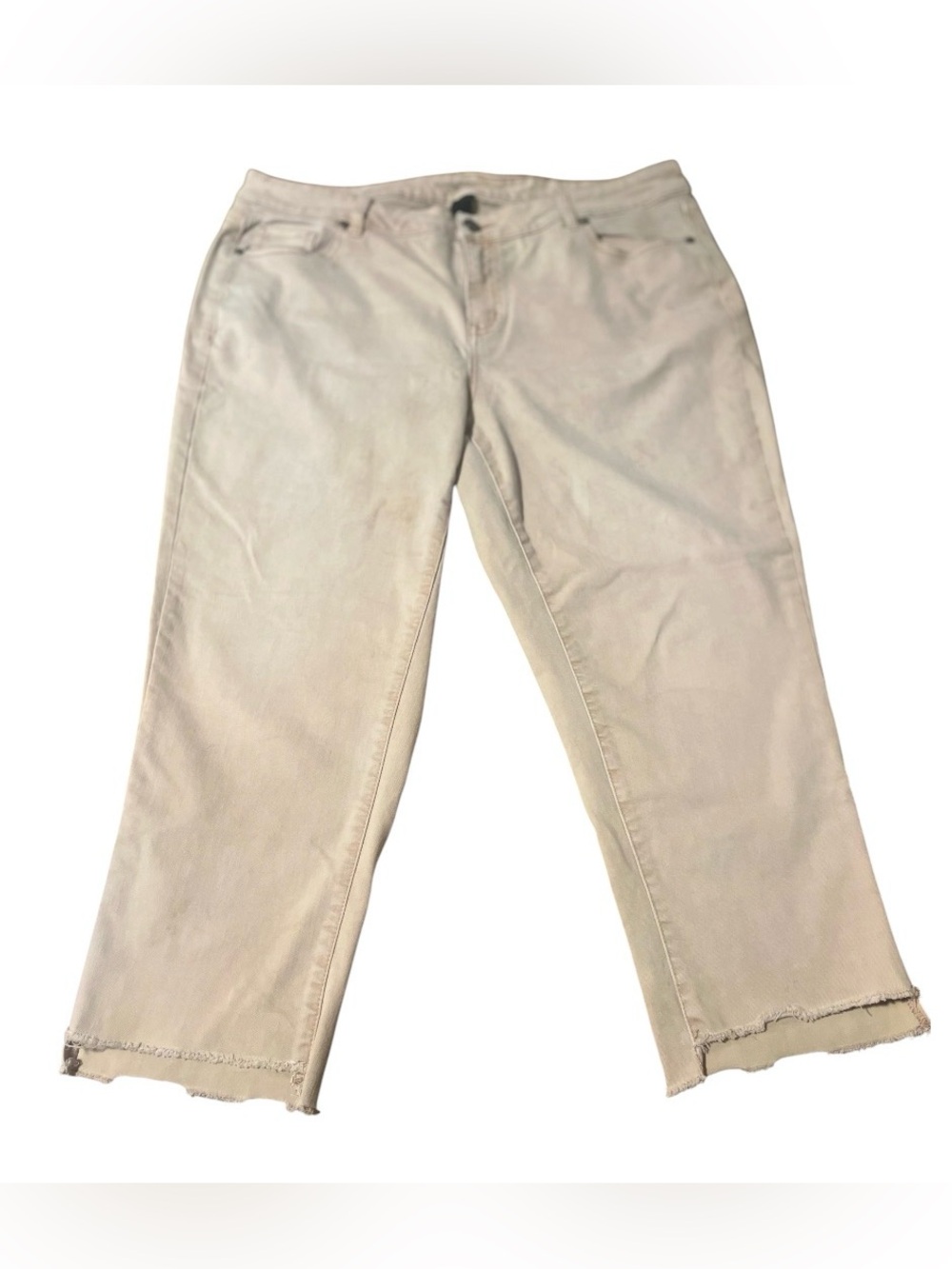 Lane Bryant Girlfriend Crop Jeans Pink Size 20 Distress Raw Hem